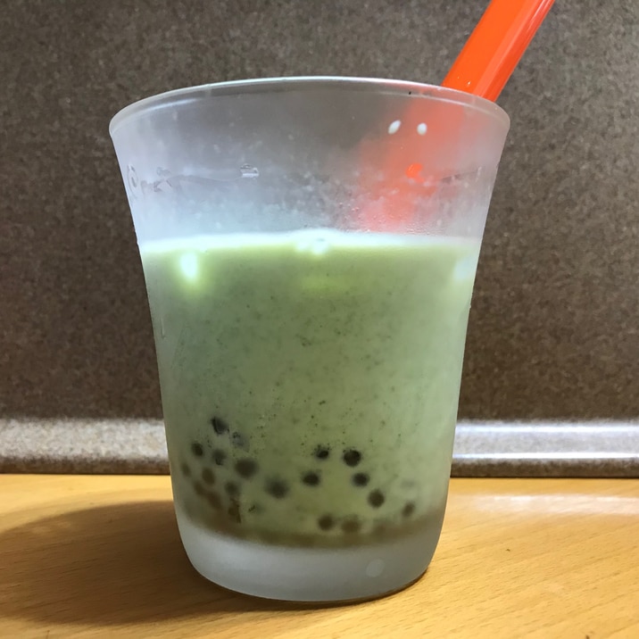 100均タピオカで簡単☆黒糖タピオカ抹茶ミルク